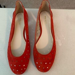 Red suede ballet flats